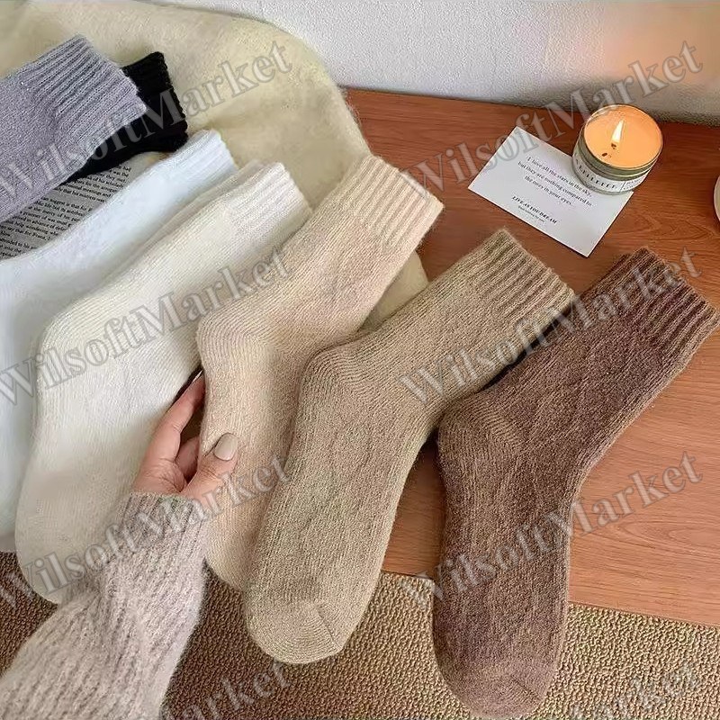 Chaussettes tube en peluche chaude pour enfant, hiver