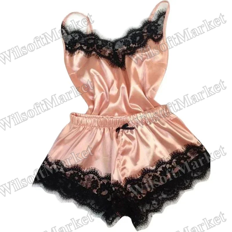 Ensemble pyjama en dentelle légère camisole et short pour femme