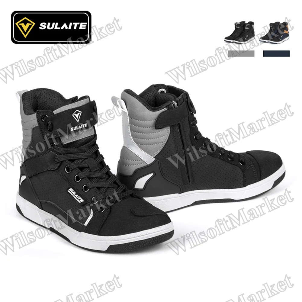 Bottes de motocyclette SULAITE SLT B01 pour hommes – Protection toutes saisons, antichute et antidérapant