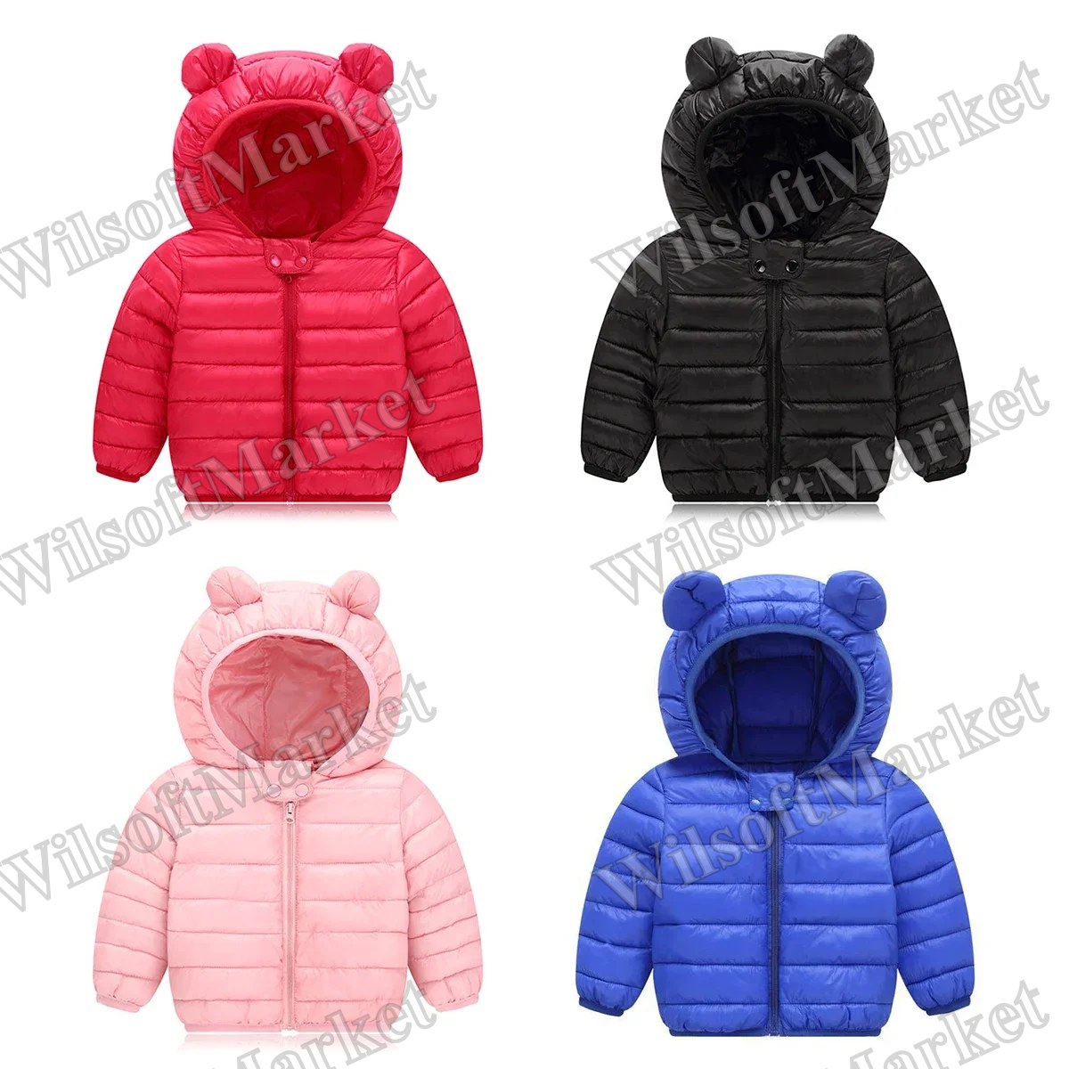 Manteau d'hiver léger pour bébé fille avec capuchon à oreilles - Veste printemps enfant unisexe