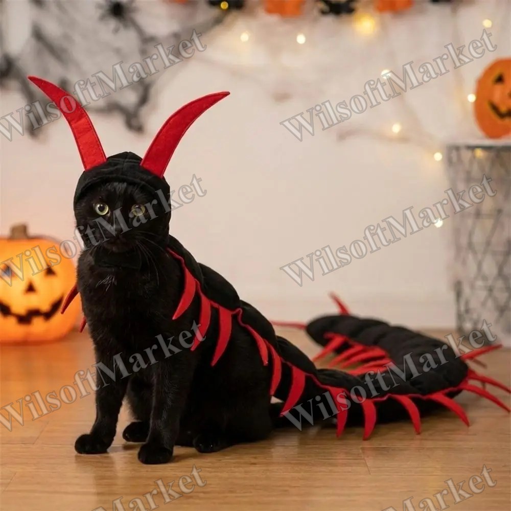 Costume de Chat Centipède Peluché Fluffy pour Halloween avec Jambes Segmentées