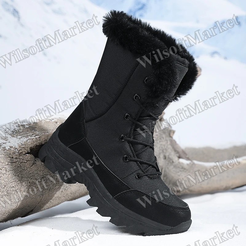 Bottes de neige pour femmes, imperméables et antidérapantes, doublure en molleton, style nordique