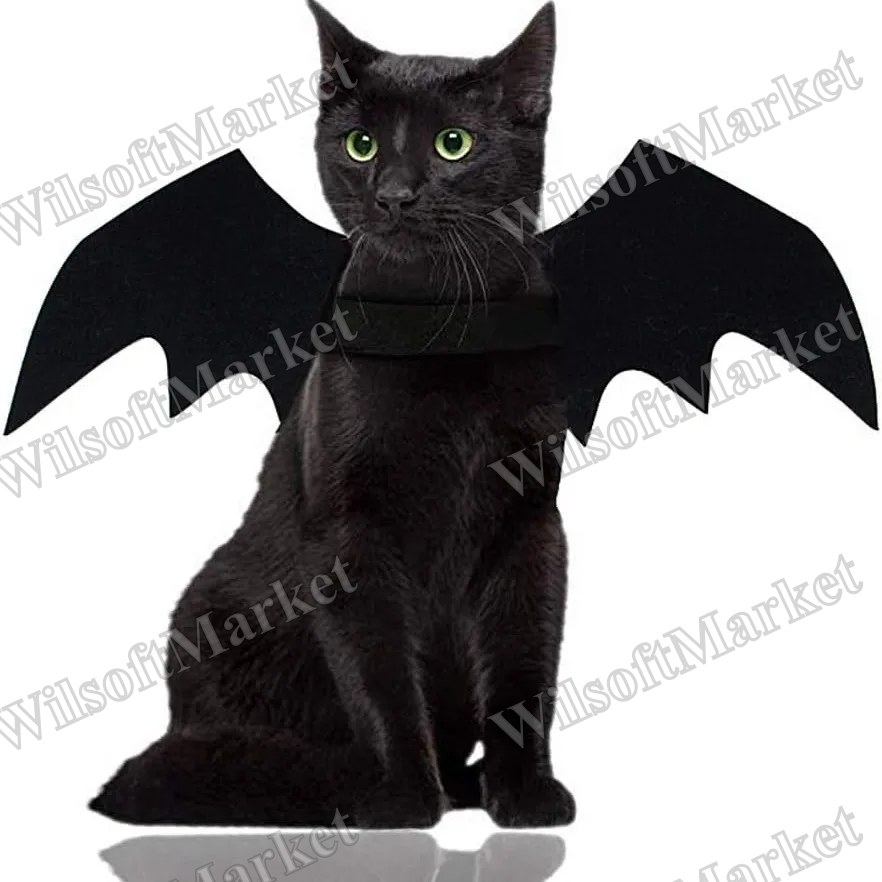Costume d'ailes de chauve-souris pour chat - Accessoire Halloween noir avec ceinture de sécurité