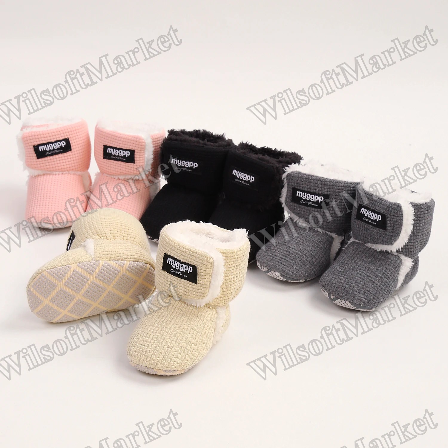 Bottines de bébé en polaire chaude pour l'hiver – Premières chaussures de marche pour nouveau-nés, garçons et filles