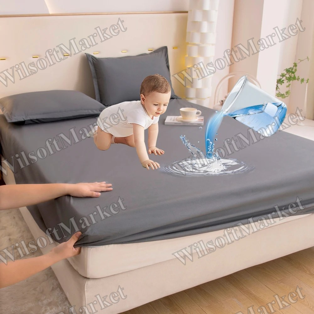 Drap-housse imperméable avec bande élastique 360° pour lit simple, double, queen et king