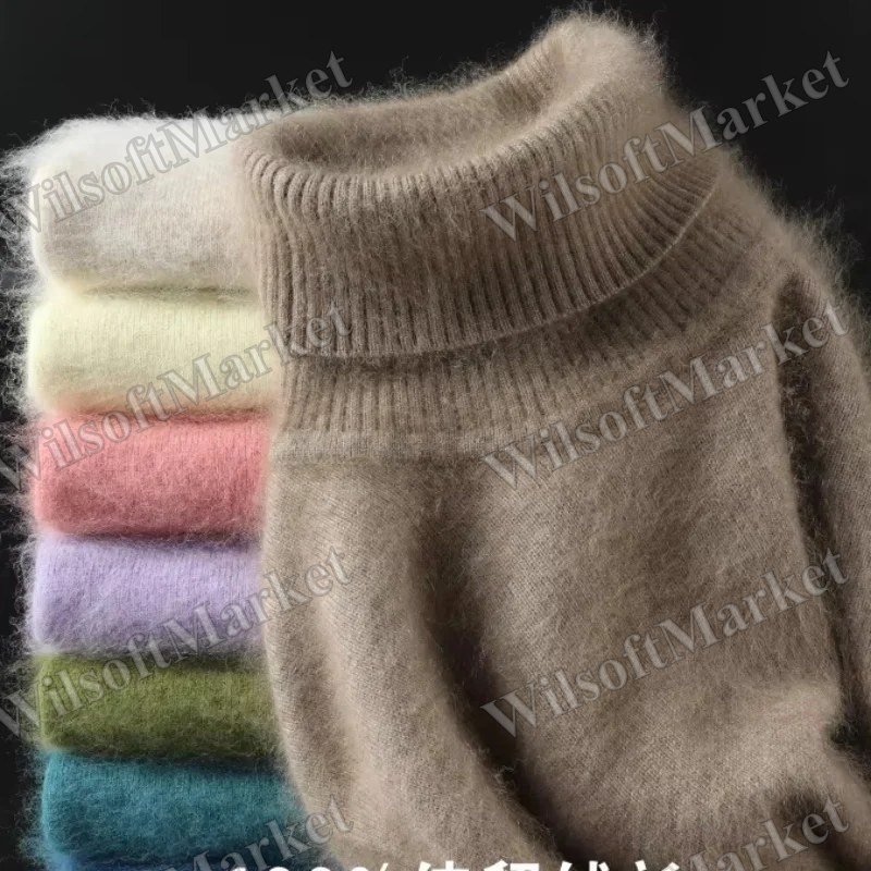 Chandail en cachemire vison 100 % pour femme - Tricot automne-hiver chaud et épais