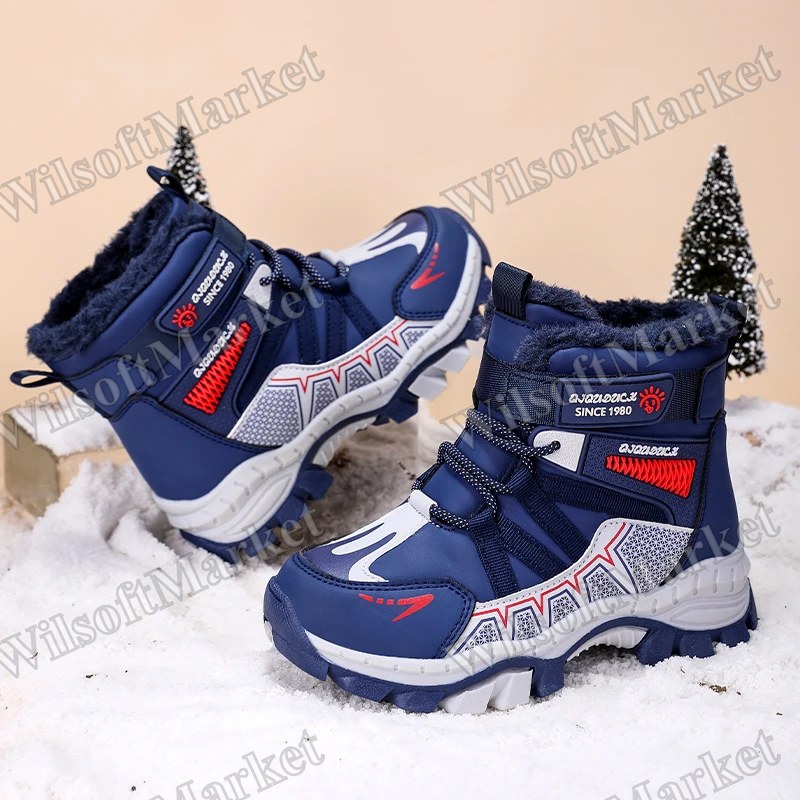 Bottes de neige pour enfants – Chaussures d'hiver chaudes et confortables pour garçons, pointures 24-42