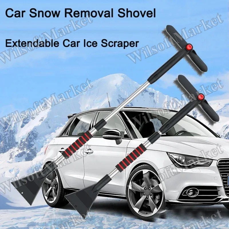 Racloir à glace et brosse à neige télescopique pour auto avec manche extensible