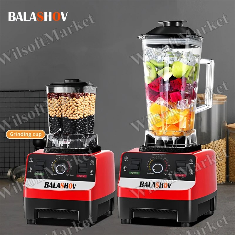 Mélangeur commercial haute performance 2000W avec socle stationnaire – Extracteur de jus, broyeur à glaçons et préparateur de smoothies