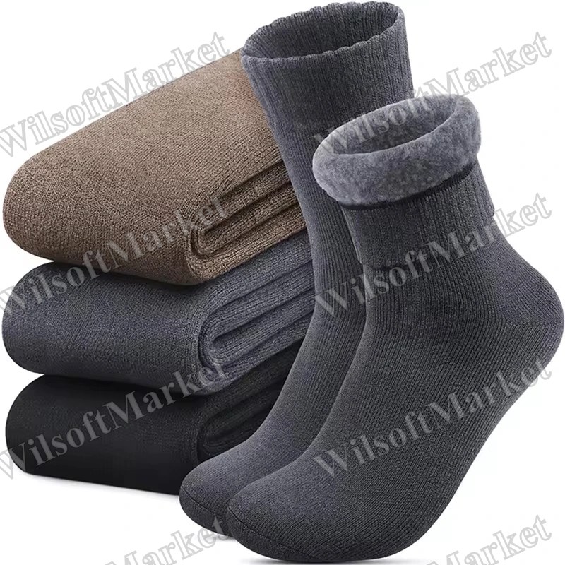 3 paires de chaussettes d'hiver thermiques pour femme – chaussettes épaisses en coton pour l'extérieur