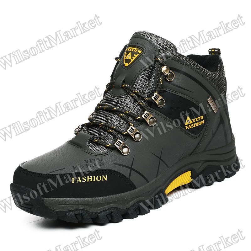 Bottes d'hiver imperméables pour hommes SENLONGBAO - Cuir fendu, doublure chaude, pointure 39-47