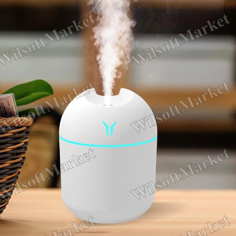 Humidificateur USB mini 250 ml avec diffuseur d'huiles essentielles et lampe LED