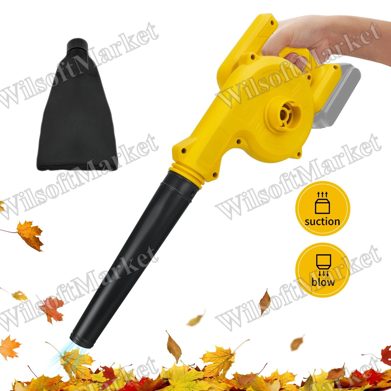 Souffleur à feuilles sans fil 2-en-1 avec fonction d'aspirateur pour batterie Dewalt 20V