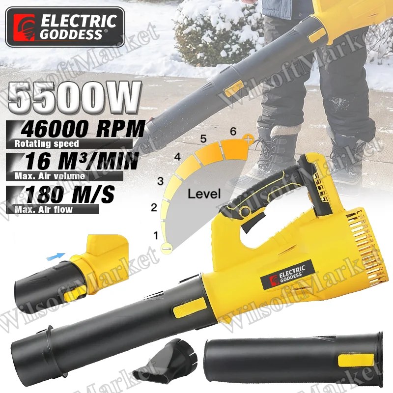 Souffleur sans balai 5500W à batterie DeWalt 20V - Puissant canon à air pour feuilles, neige et poussière