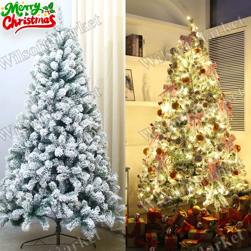 Sapin de Noël blanc givré en PVC avec effet neige réaliste pour décoration vitrine