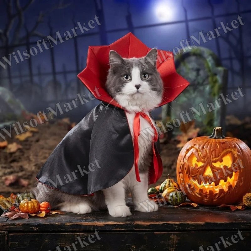 Cape de Vampire Halloween pour Animaux - Costume Dracula Ajustable pour Chiens et Chats