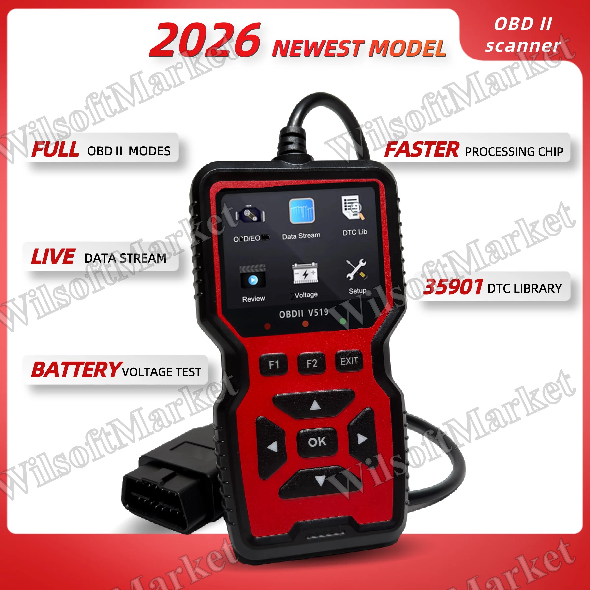 Outil de diagnostic automobile V519 avec écran couleur pour vérification moteur OBD2