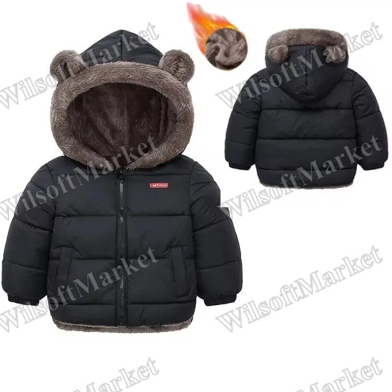 Manteau d'hiver épais pour enfants avec capuchon, veste matelassée en coton et polaire chaude