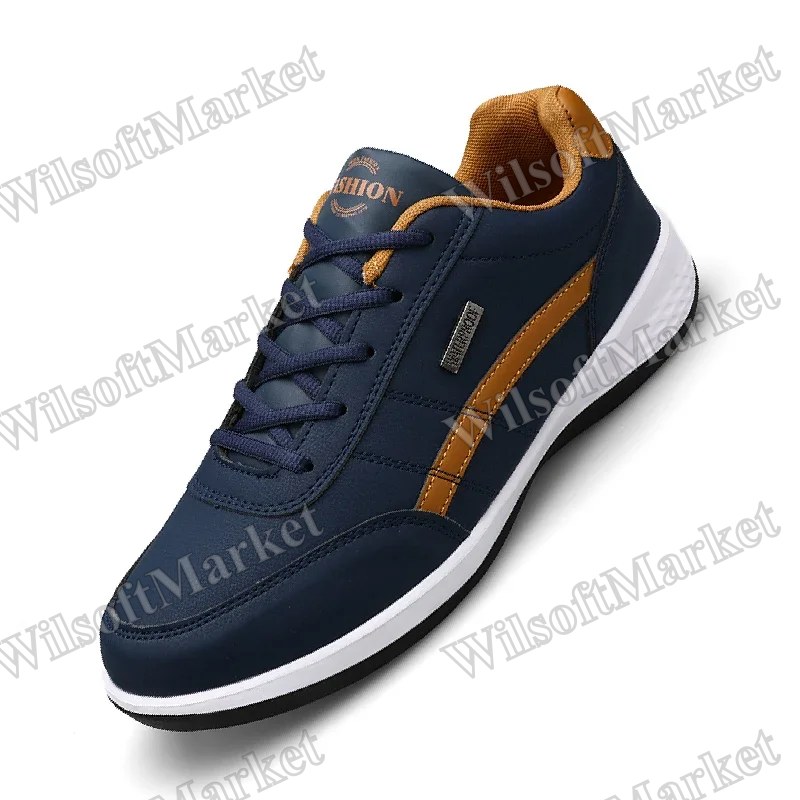 Chaussures de sport pour hommes en cuir synthétique – Sneakers décontractées extérieures confortables