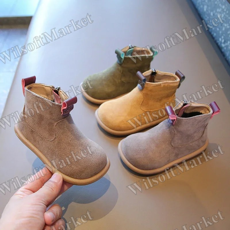 Bottines d'automne-hiver pour bébés et enfants — Chaussures oxford en suède avec semelle antidérapante