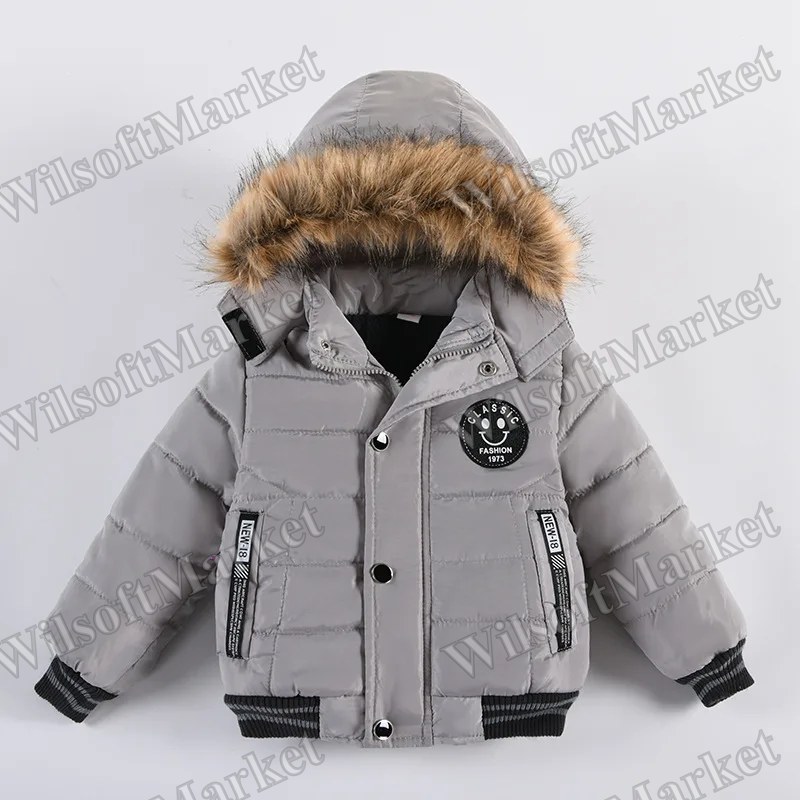 Manteau d'automne-hiver pour enfants 2-6 ans avec capuchon et col en fourrure