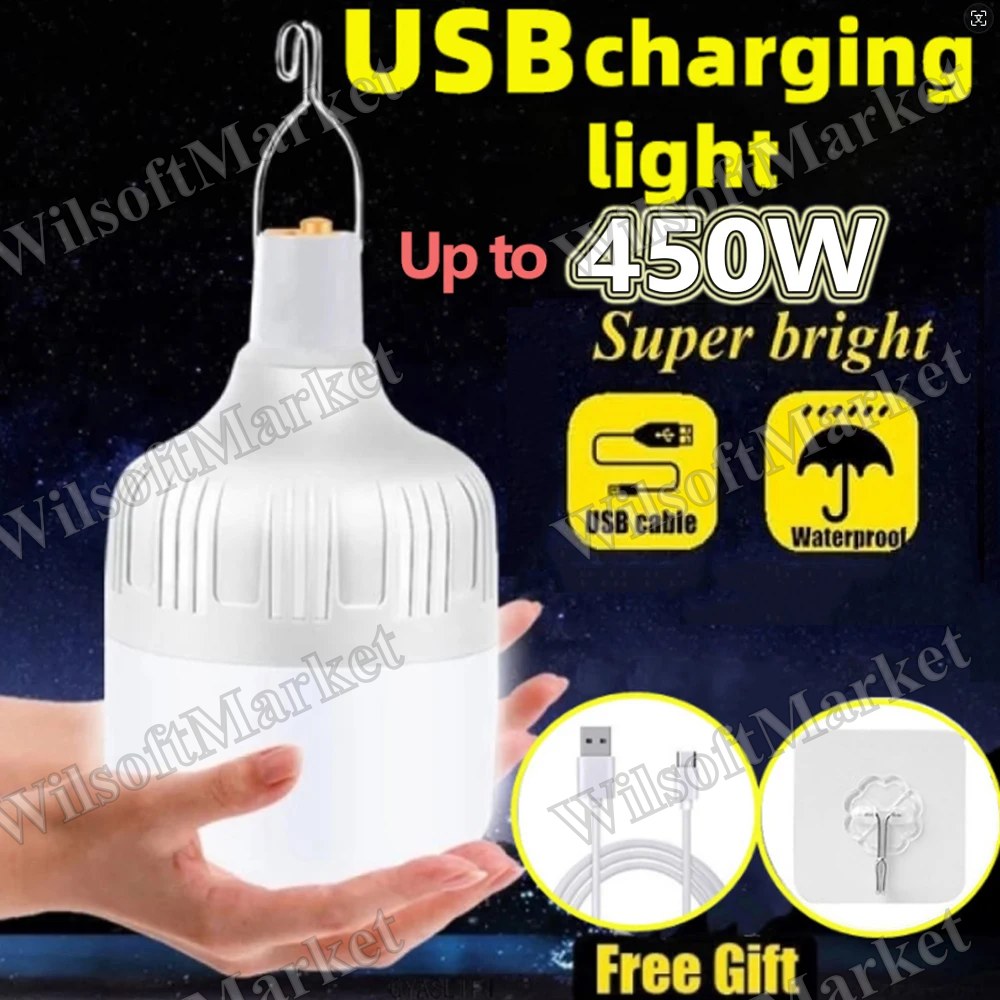 Lampe de camping LED rechargeable USB avec crochet – Lanterne portable pour BBQ et événements extérieurs