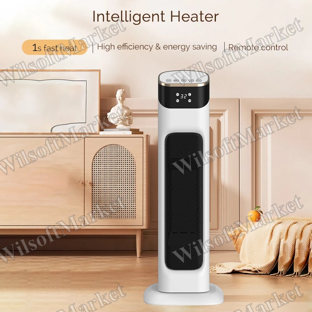 Radiateur électrique intelligent 1500W avec thermostat ajustable et télécommande