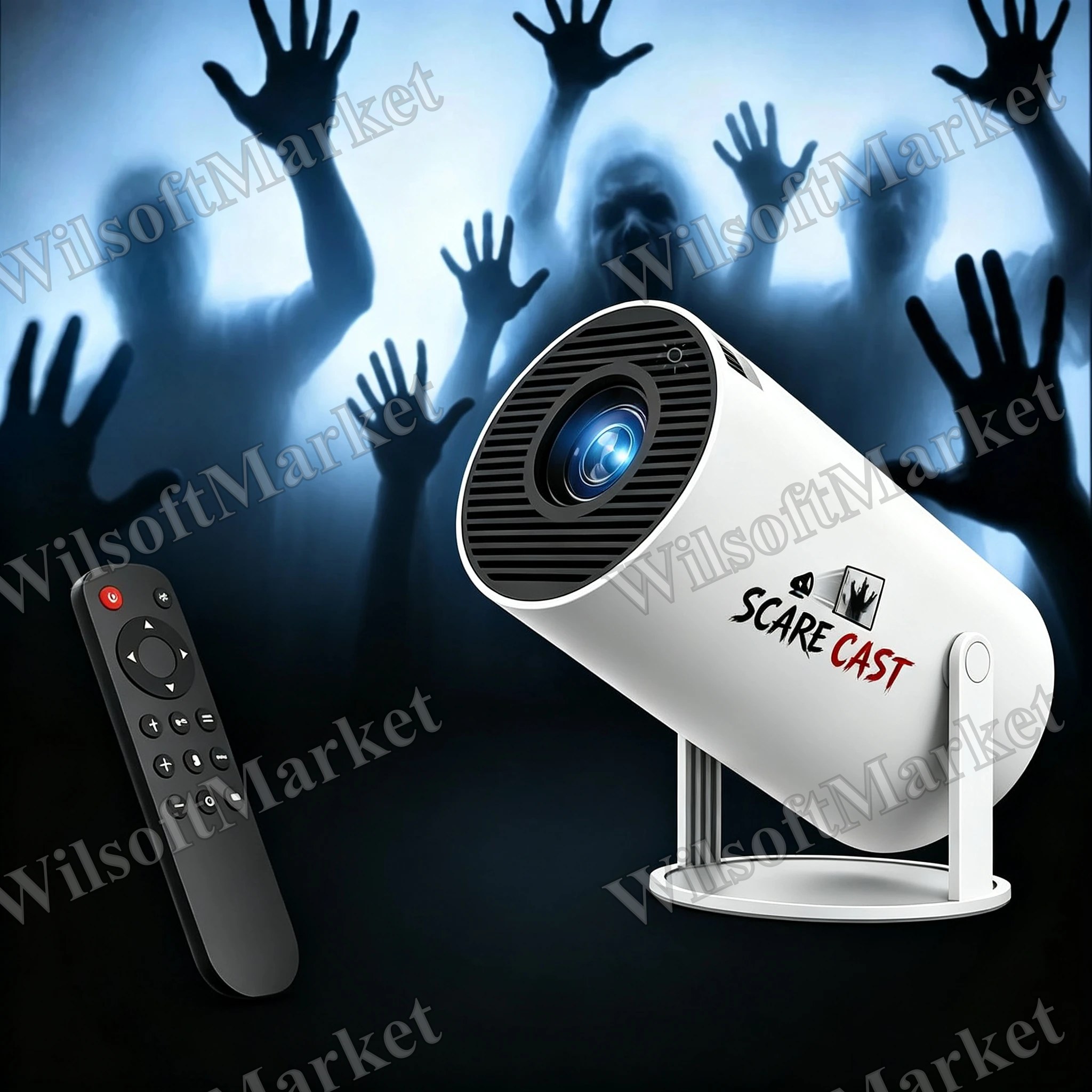 Projecteur Halloween Scare Cast - Projecteur de films fantastique pour fenêtre avec WiFi double et affichage horreur extérieur