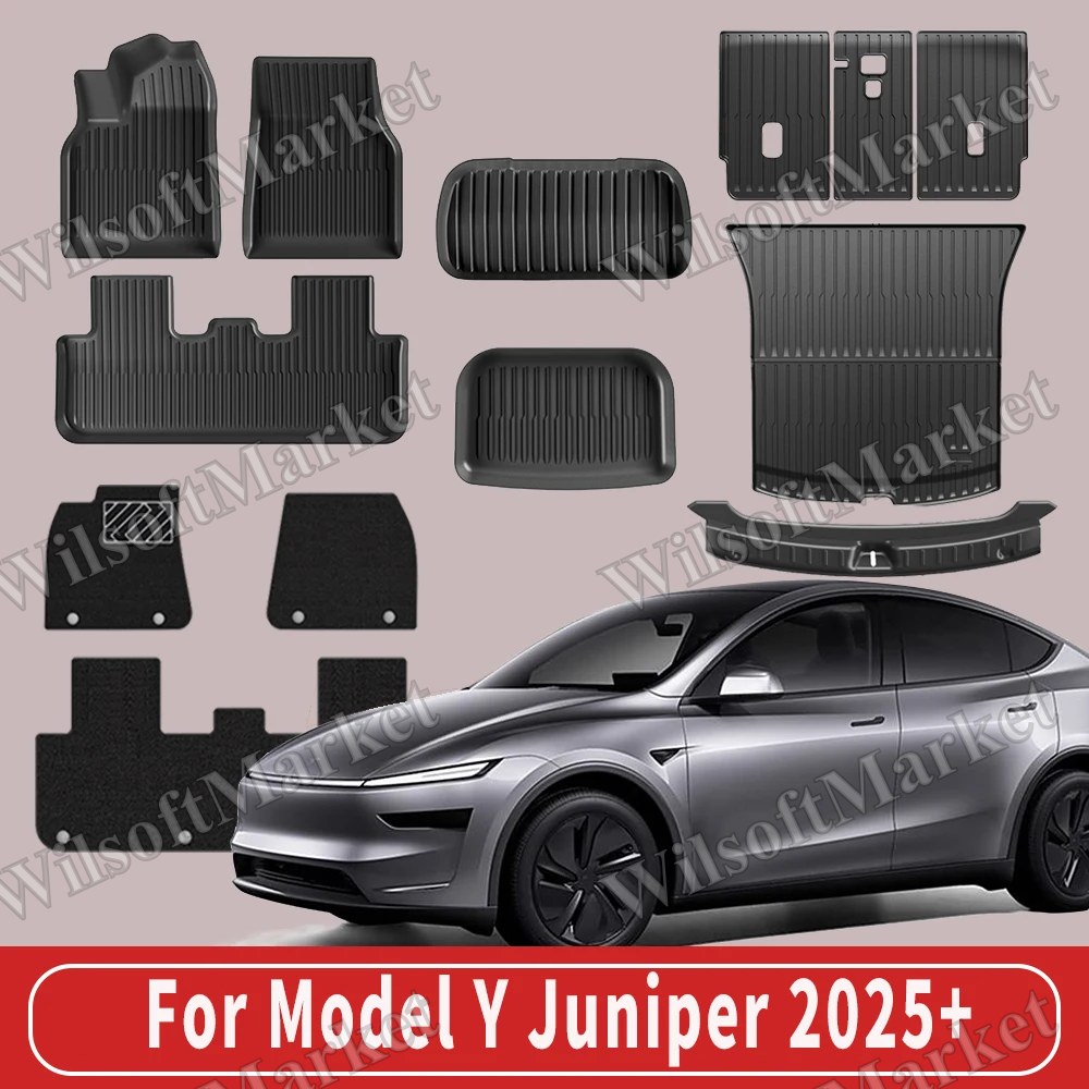 Tapis de plancher et doublure de coffre TPE pour Tesla Model Y Juniper 2025+ – Tous les temps