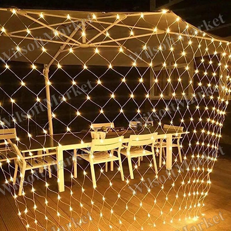 Filet de lumières de Noël 3x2m blanc chaud, décoration de mariage étanche pour l'extérieur