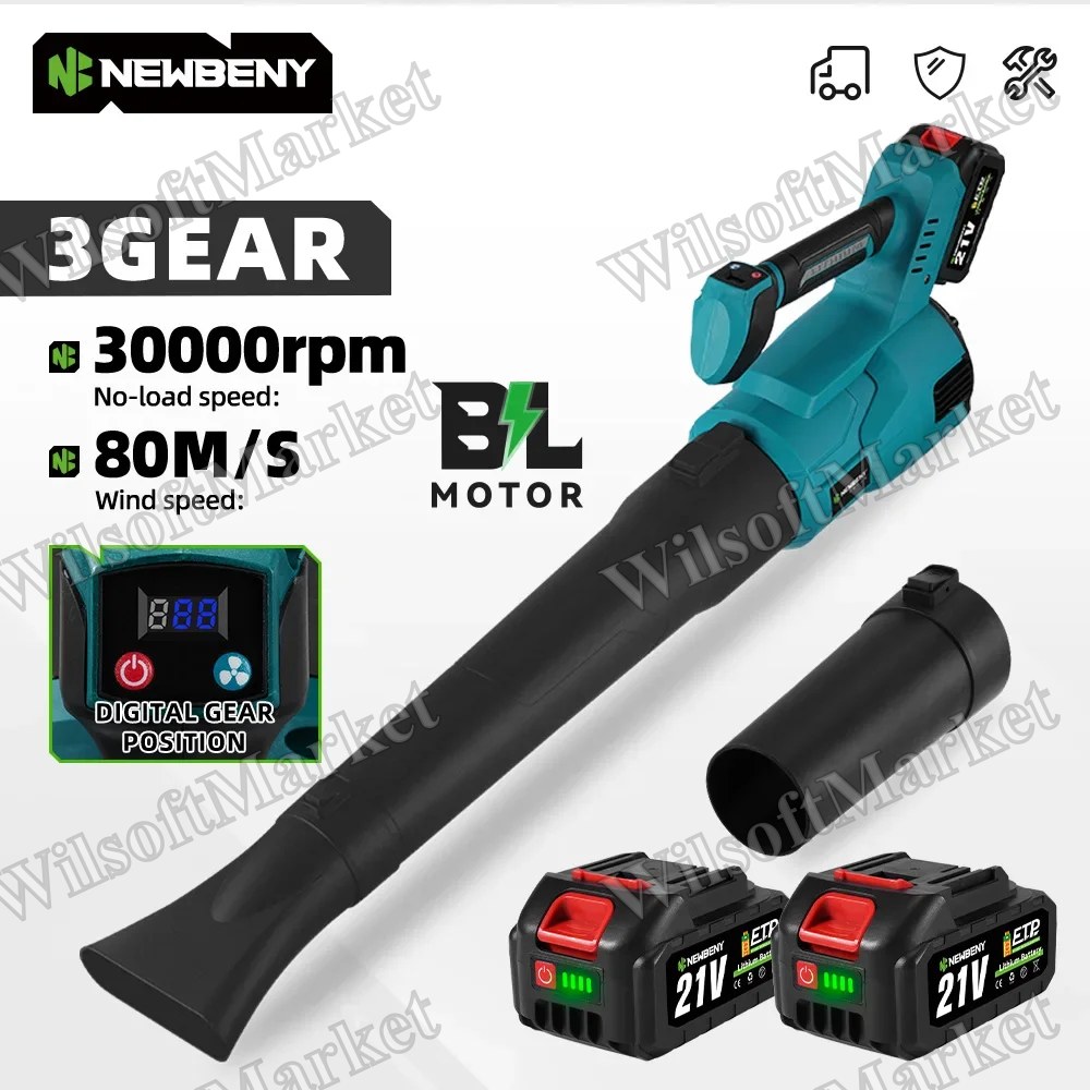 Souffleur sans fil NEWBENY à moteur sans balais, 3 vitesses - Compatible batterie Makita 18V