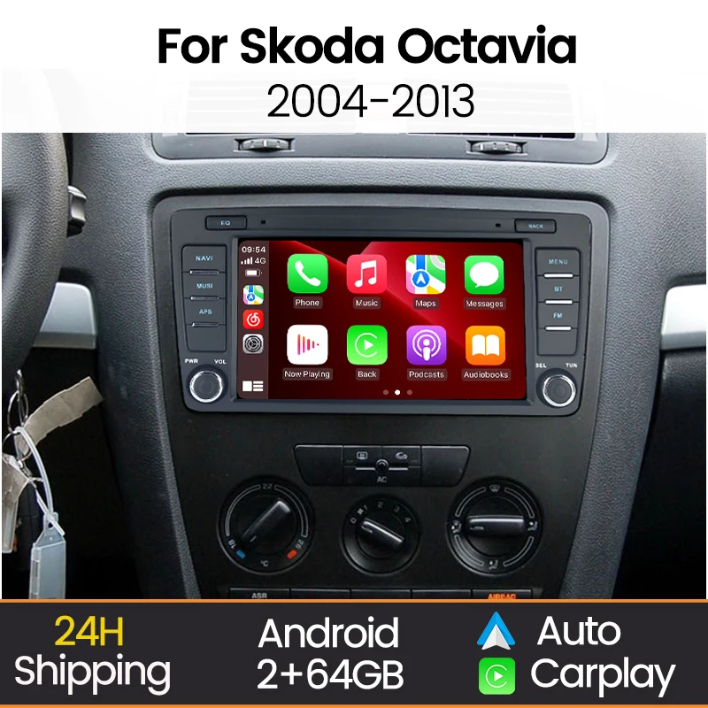 Autoradio MEKEDE 2DIN 8 pouces avec CarPlay et Android Auto pour Skoda Octavia 2 A5 (2004-2013)
