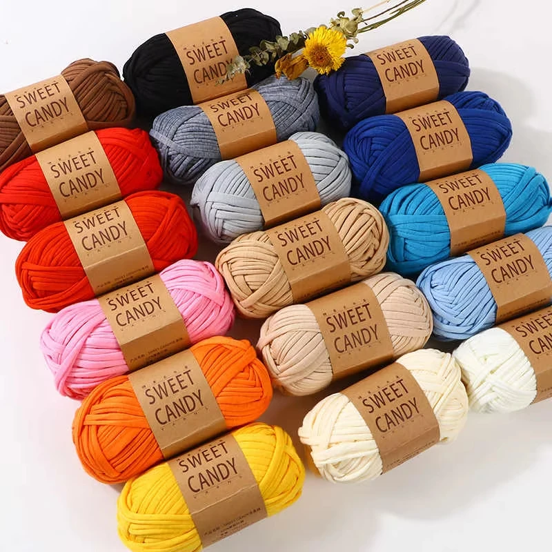 Fil épais 100g pour tricot à la main - Tissu coloré pour sacs tissés, tapis et paniers