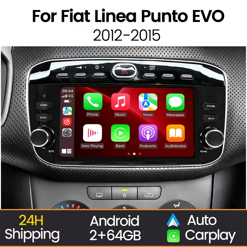 Autoradio MEKEDE 2Din Android Apple CarPlay sans fil pour Fiat Linea Punto EVO 2012-2015