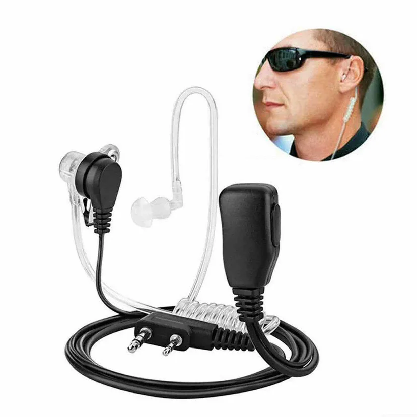 Tube acoustique Air 2 broches avec microphone PTT pour casque d'écoute talkie-walkie