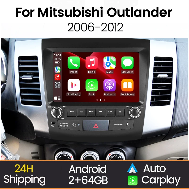 Autoradio Multimédia MEKEDE pour Mitsubishi Outlander 2006-2011, Peugeot 4007, Citroën C-Crosser avec Android Auto et Apple CarPlay