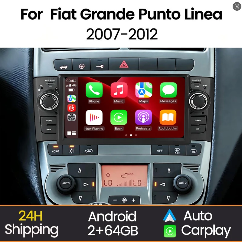 Autoradio Android MEKEDE 1DIN avec Apple CarPlay et Google Android Auto pour Fiat Grande Punto Linea 2007-2012