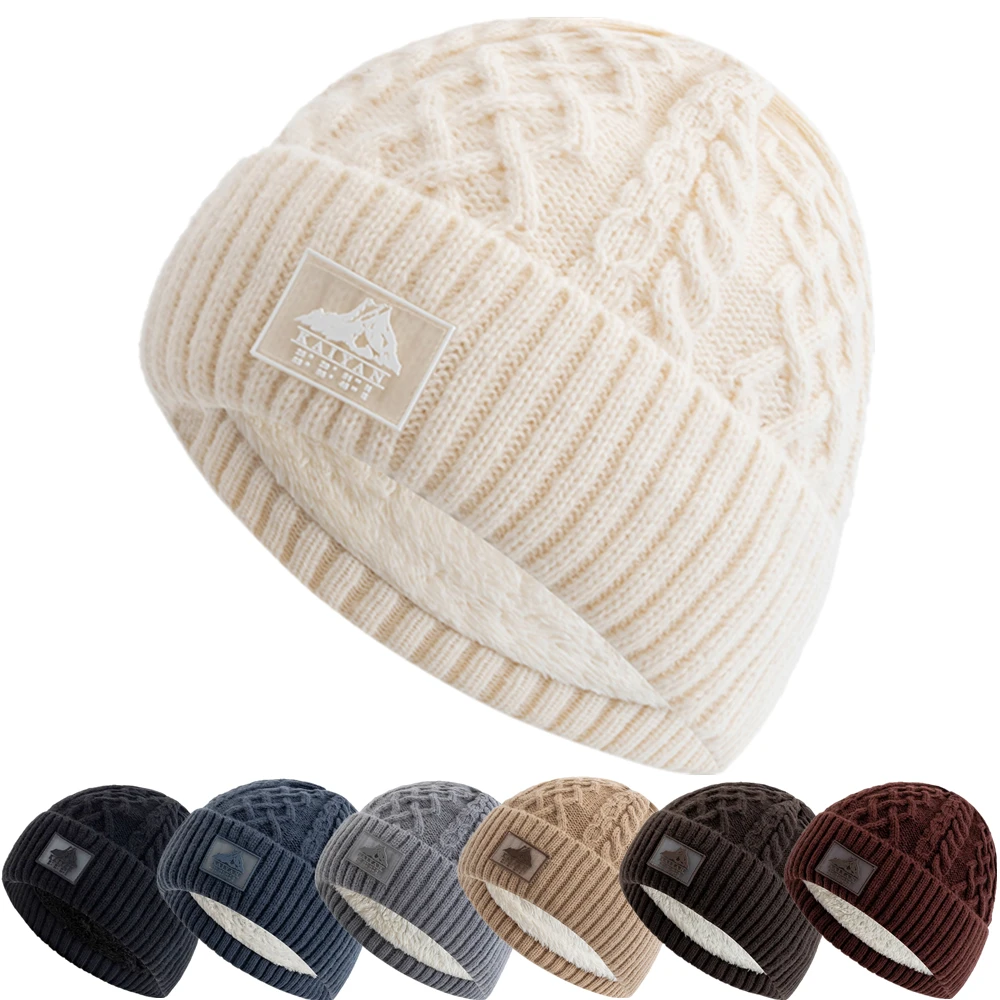 Tuque d'hiver unisexe avec doublure en fourrure synthétique - Bonnet chaud tricot pour homme et femme