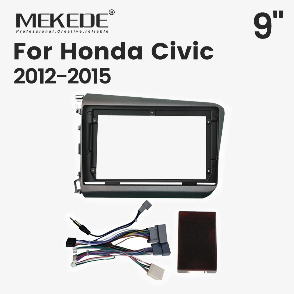 Cadre de Radio pour Honda Civic 2012-2015 - Panneau Tableau de Bord Simple DIN avec Câble Canbus