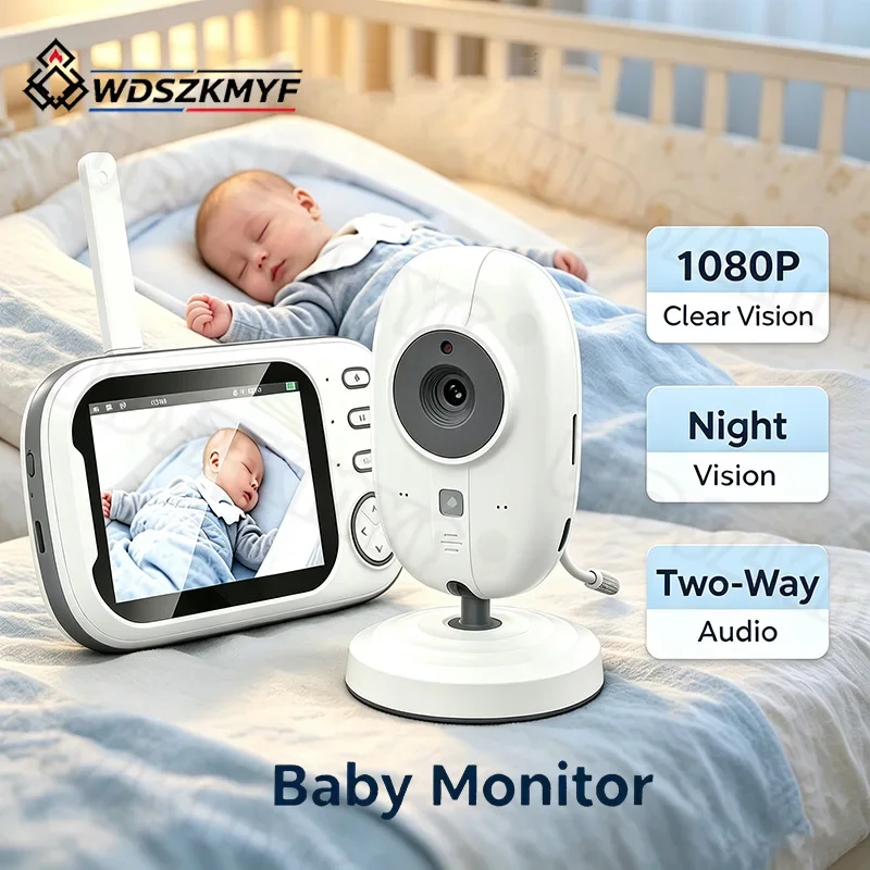 Moniteur bébé électronique 3,5 po avec caméra de sécurité sans fil, vision nocturne et audio bidirectionnel