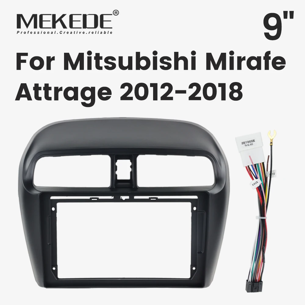 Cadre de tableau de bord MEKEDE pour autoradio Mitsubishi Mirage Attrage 2012-2018 – Kit de panneau 2 DIN