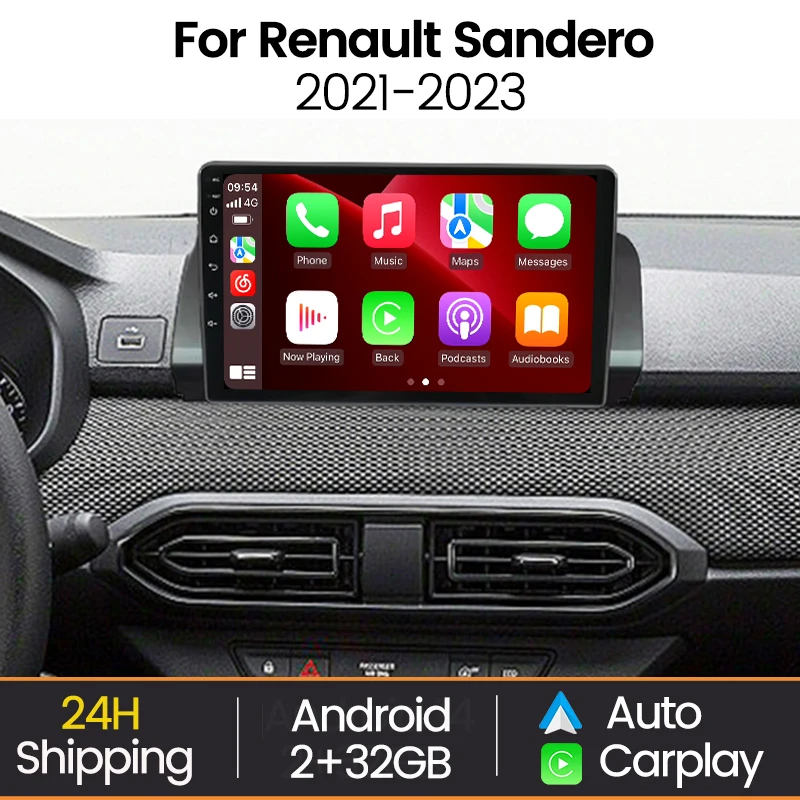 Autoradio Android Auto CarPlay pour Renault Sandero 2021-2023 avec GPS et WiFi