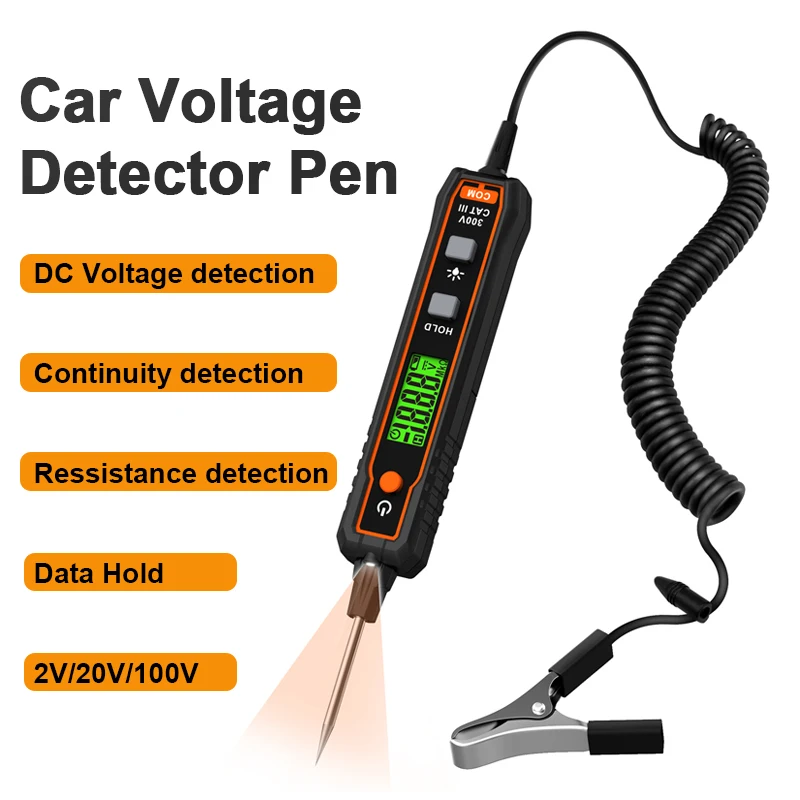 Testeur de tension automobile VT01A avec rétroéclairage numérique