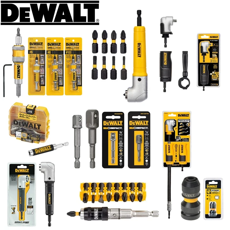 Ensemble d'accessoires DEWALT pour perceuse et tournevis – adaptateurs d'angle, embouts et accessoires d'outils à main