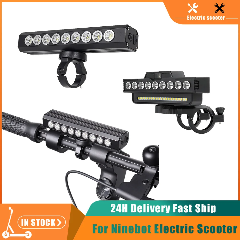 Lumière LED frontale pour trottinette électrique Ninebot Max G30, G2, G3, E2, E3, F2, F3 - Étanche avec recharge USB