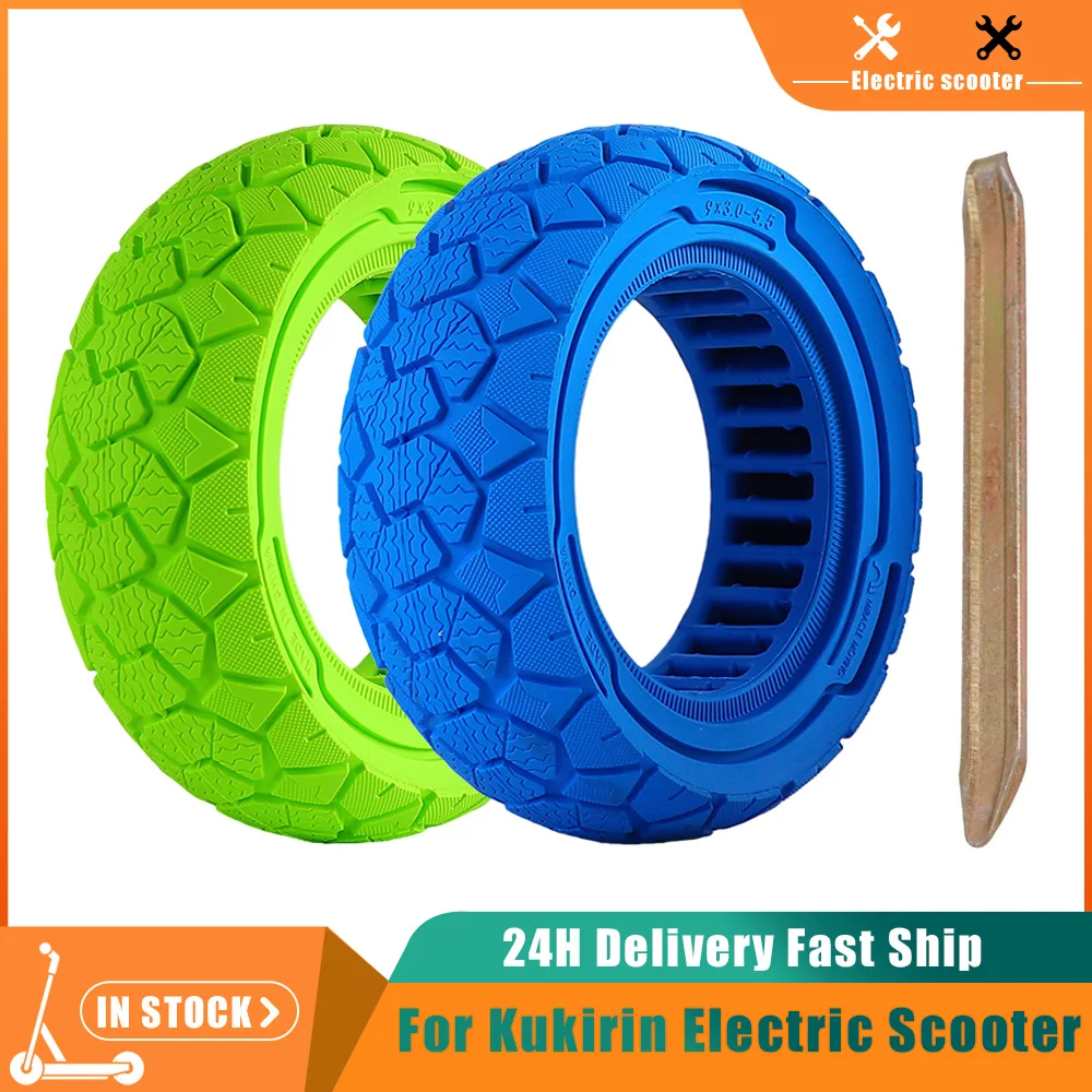 Pneu plein 9×3.0-5.5 antiexplosion pour trottinette électrique Kugoo Kukirin G2 Pro – Pneu antidérapant sans gonflage, plusieurs couleurs