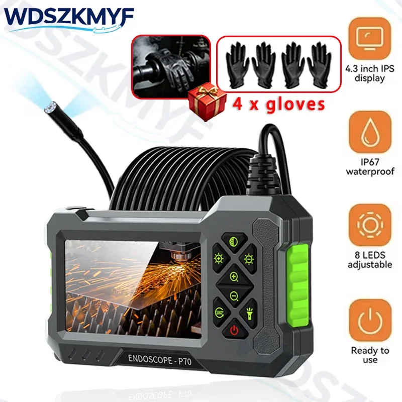 Caméra d'inspection endoscope IP67 à double ou simple objectif avec écran 4,3 po pour réparation automobile