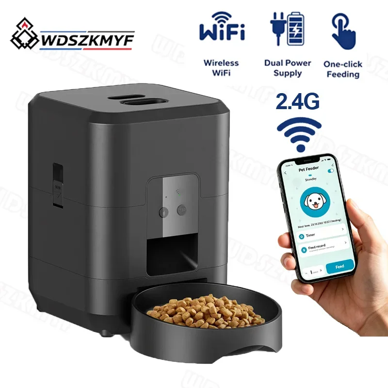 Distributeur de croquettes WiFi grande capacité pour chat et chien avec programmation horaire et portions ajustables