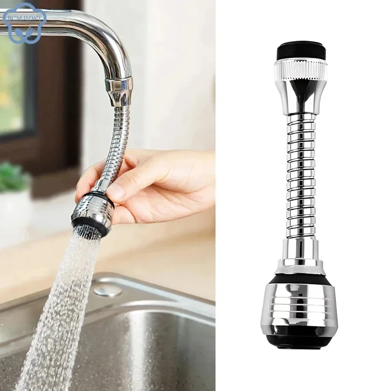 Prolongateur de robinet de cuisine en acier inoxydable avec pulvérisateur rotatif économe en eau