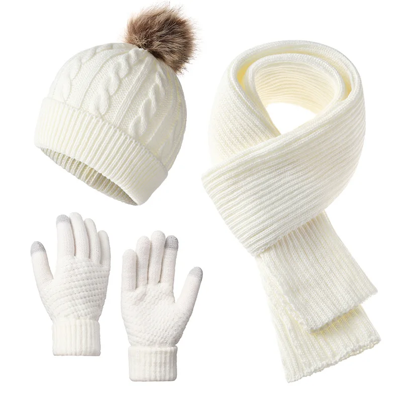 Ensemble 4 pièces hiver : tuque, foulard et gants pour sorties et déplacements
